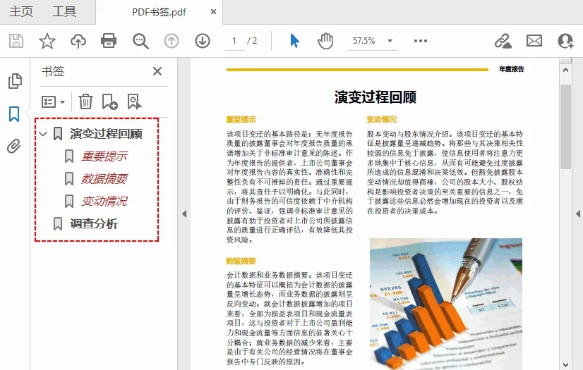 在 C# 中以编程方式生成的父书签和子书签