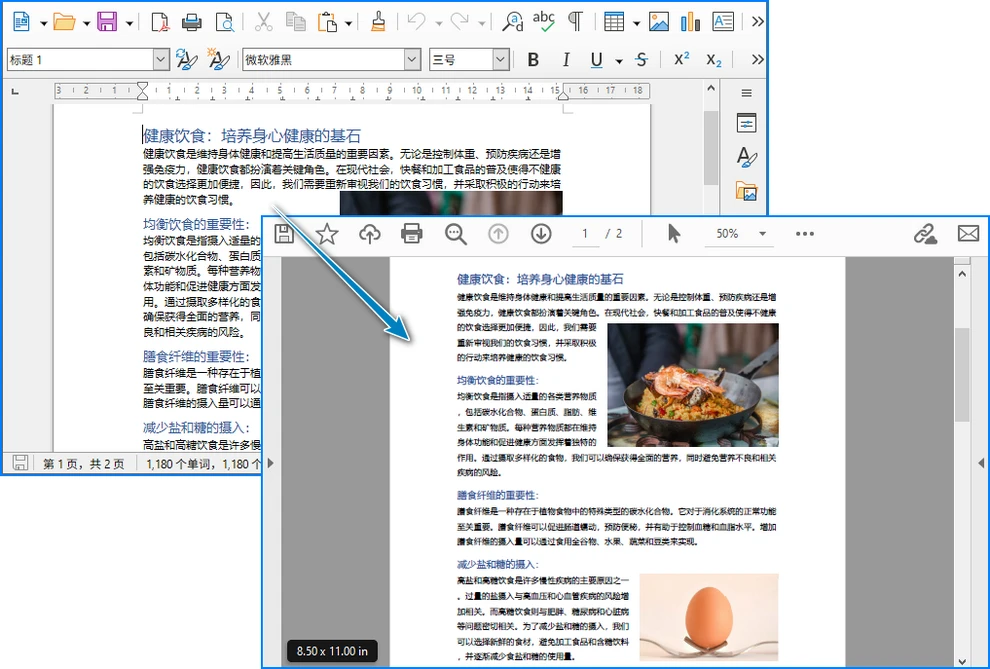 Python转换ODT为PDF的结果