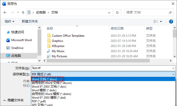 使用Microsoft Word将RTF转换为Word