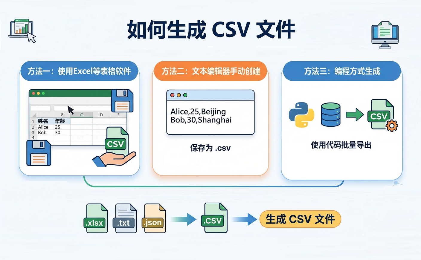 如何生成 CSV 文件? 记事本、Excel、Python 一键生成教程